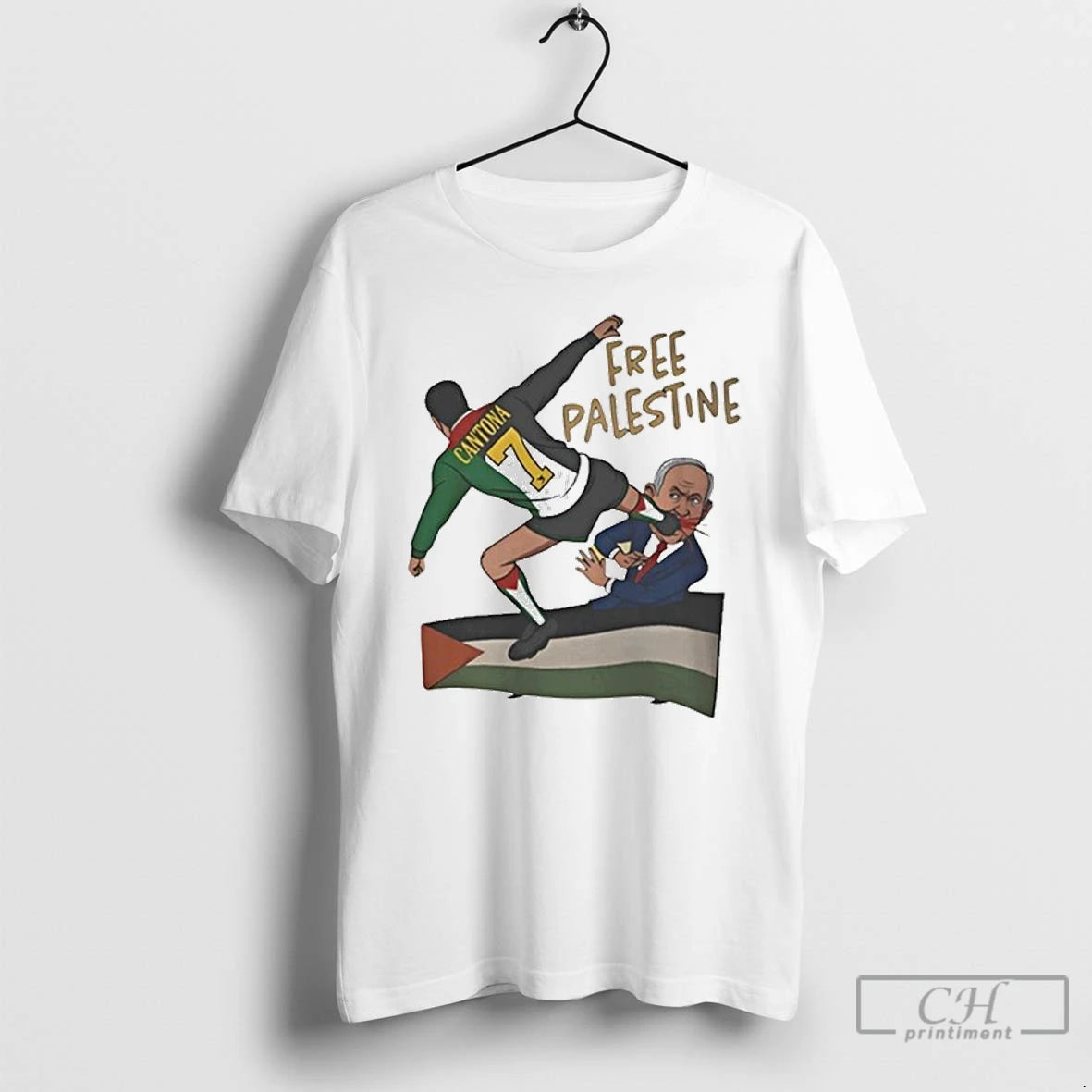 Classic Eric Cantona Kick Free Palestine Shirt Hoodie Sweatshirt | PurePodTees.com