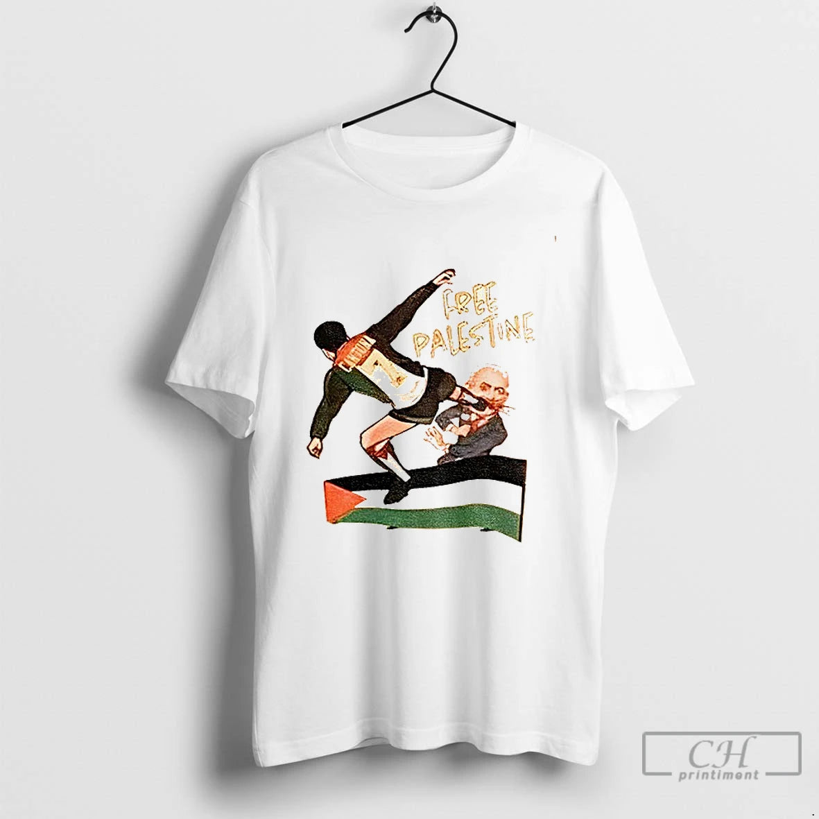Classic Eric Cantona Kicking Benjamin Netanyahu Free Palestine Flag Funny Political Shirt Hoodie Sweatshirt | PurePodTees.com
