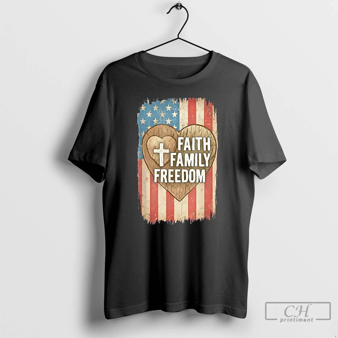 Classic Faith Family Freedom Patriotic Christian Cross Usa Flag T Shirts Hoodie Sweatshirt | PurePodTees.com
