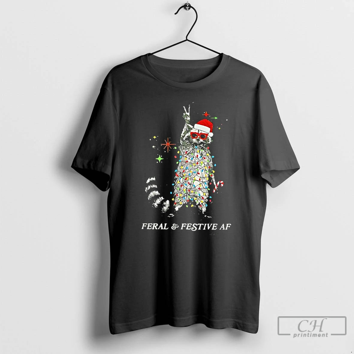 Classic Feral Festive Af Raccoon Ugly Christmas Shirt Hoodie Sweatshirt | PurePodTees.com