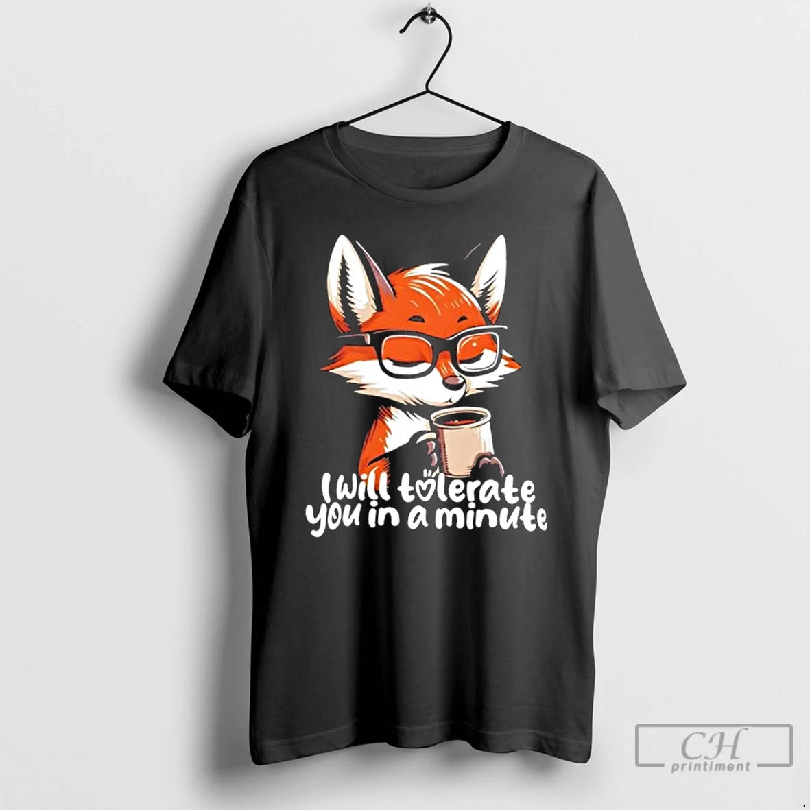 Classic Fox Coffee Morning Mood I Will Tolerate You In A Minute T Shirts Hoodie Sweatshirt | PurePodTees.com