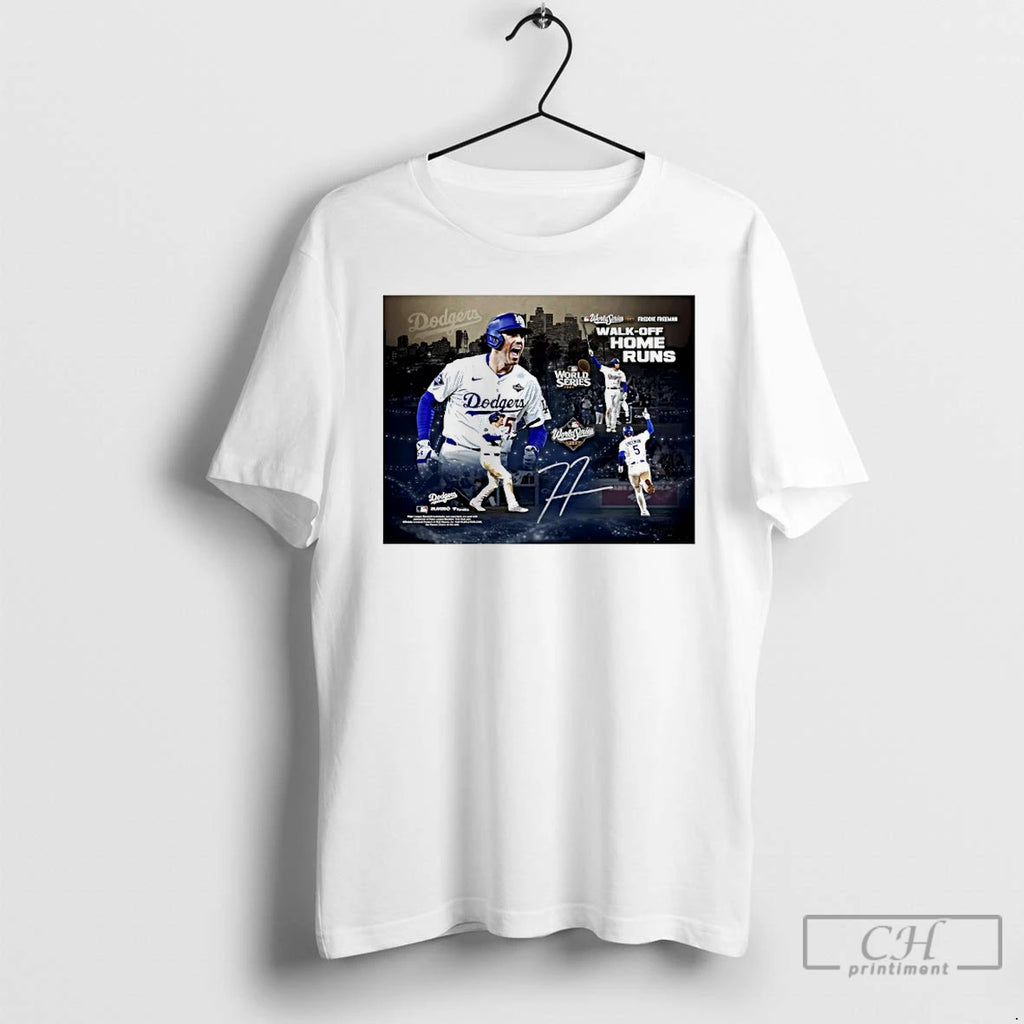 Classic Freddie Freeman Los Angeles Dodgers Autographed 2025 Postseason Moment T Shirts Hoodie Sweatshirt | PurePodTees.com