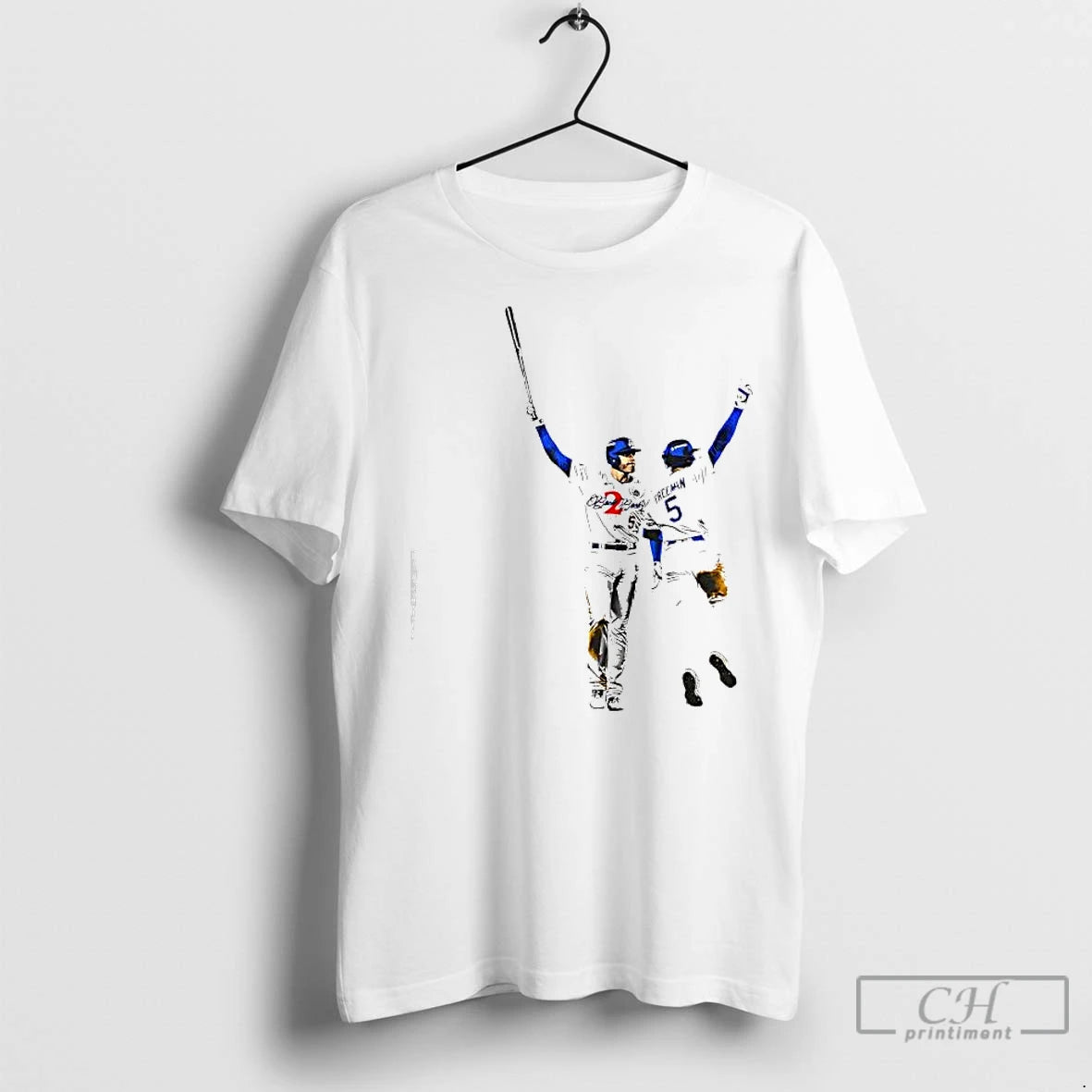 Classic Freddie Freeman And Trea Turner La Dodgers Celebrating Graphic Signatures Shirt Hoodie Sweatshirt | PurePodTees.com