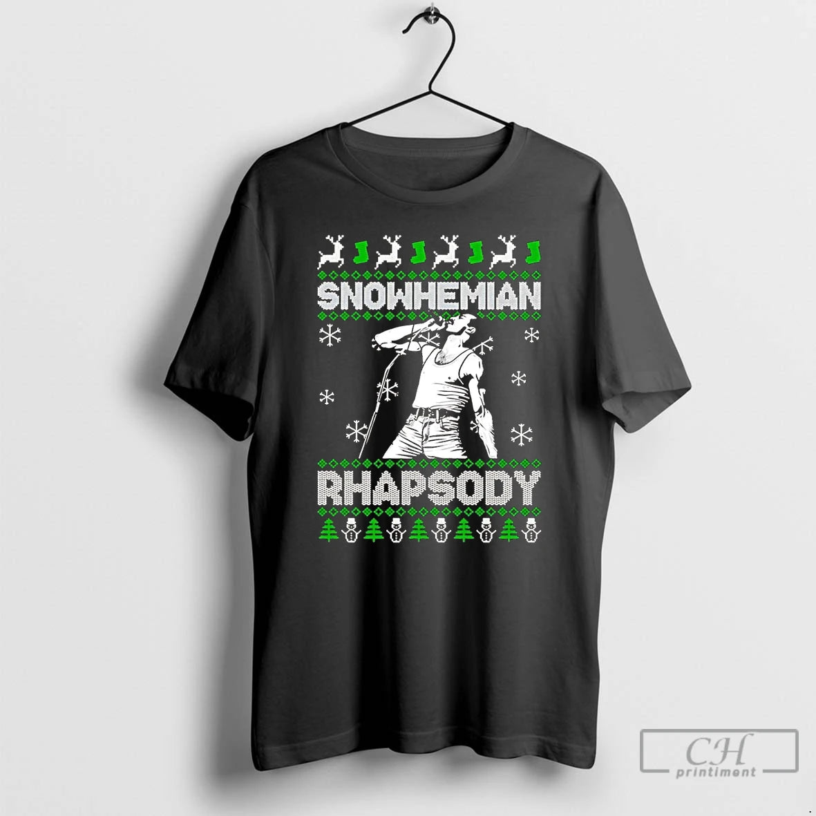Classic Freddie Mercury Snowhemian Rhapsody Ugly Christmas T Shirts Hoodie Sweatshirt | PurePodTees.com