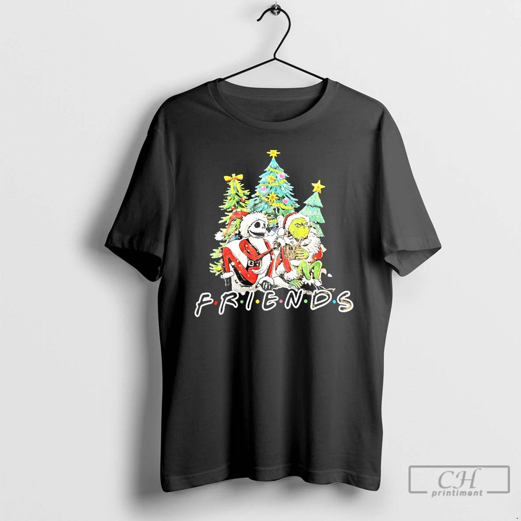 Classic Friends Grinch And Jack Skellington Drunk Christmas T Shirts