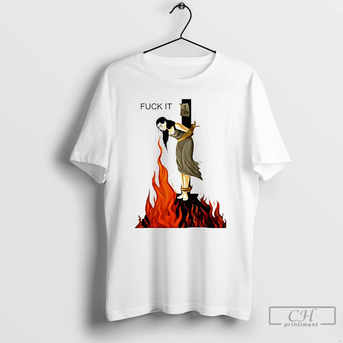 Classic Fuck It Woman Hanging On A Cross Smoking T Shirts Hoodie Sweatshirt | PurePodTees.com