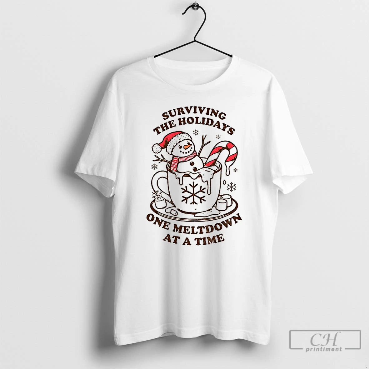 Classic Funny Christmas Melting Snowman Surviving The Holidays One Meltdown At A Time T Shirts Hoodie Sweatshirt