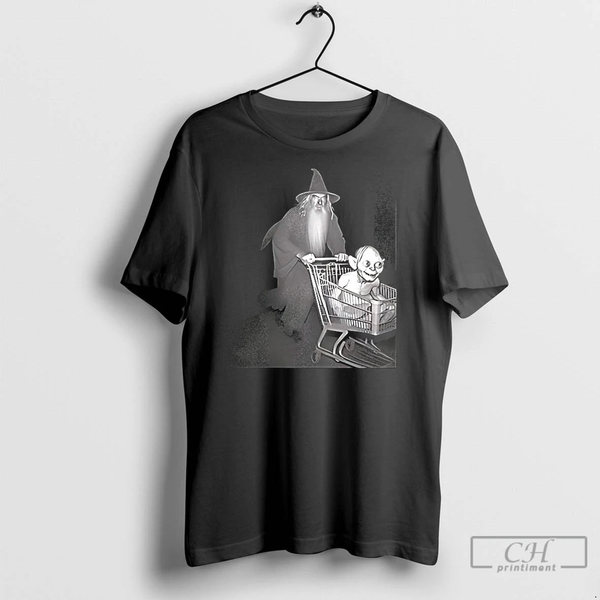 Classic Gandalf Pushing Gollum In Shopping Cart The Lord Of The Rings Shirt Hoodie Sweatshirt | PurePodTees.com