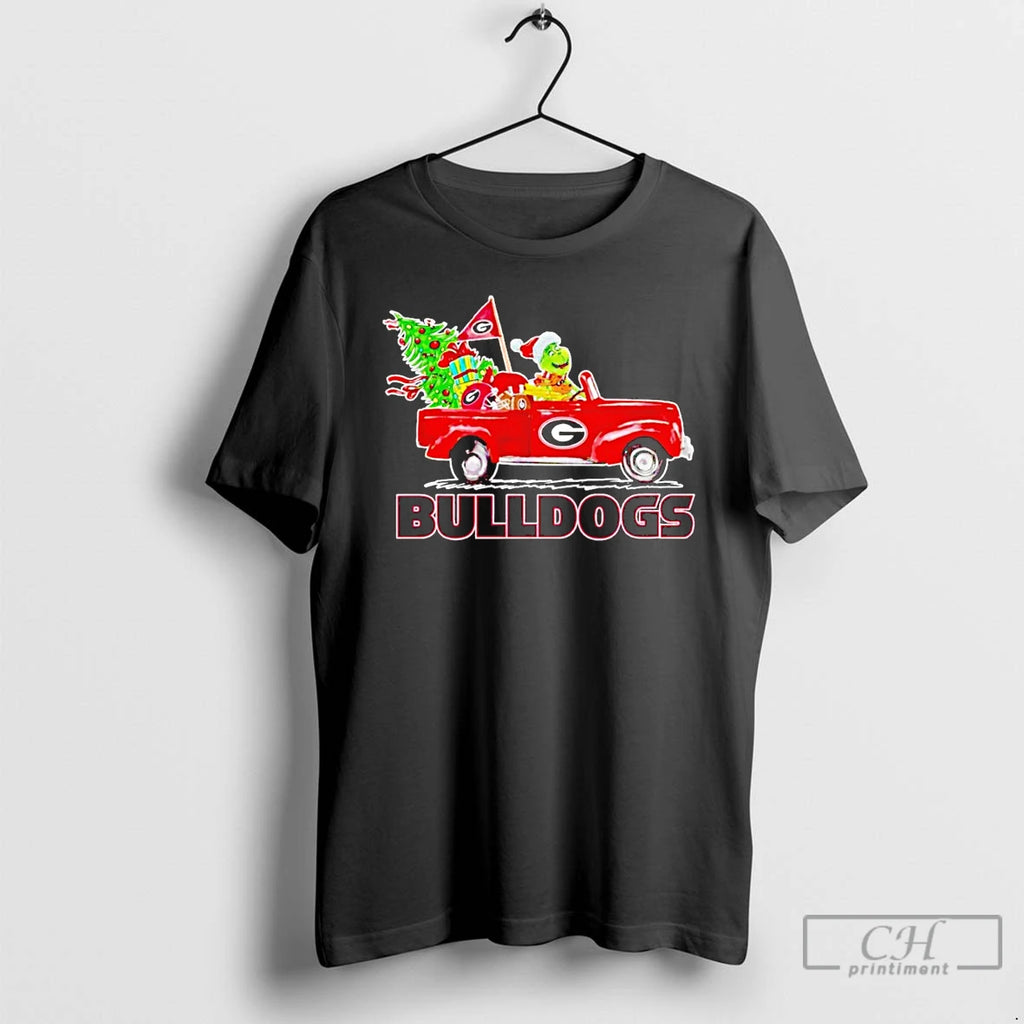 Classic Georgia Bulldogs Grinch Driving Car Christmas T Shirts