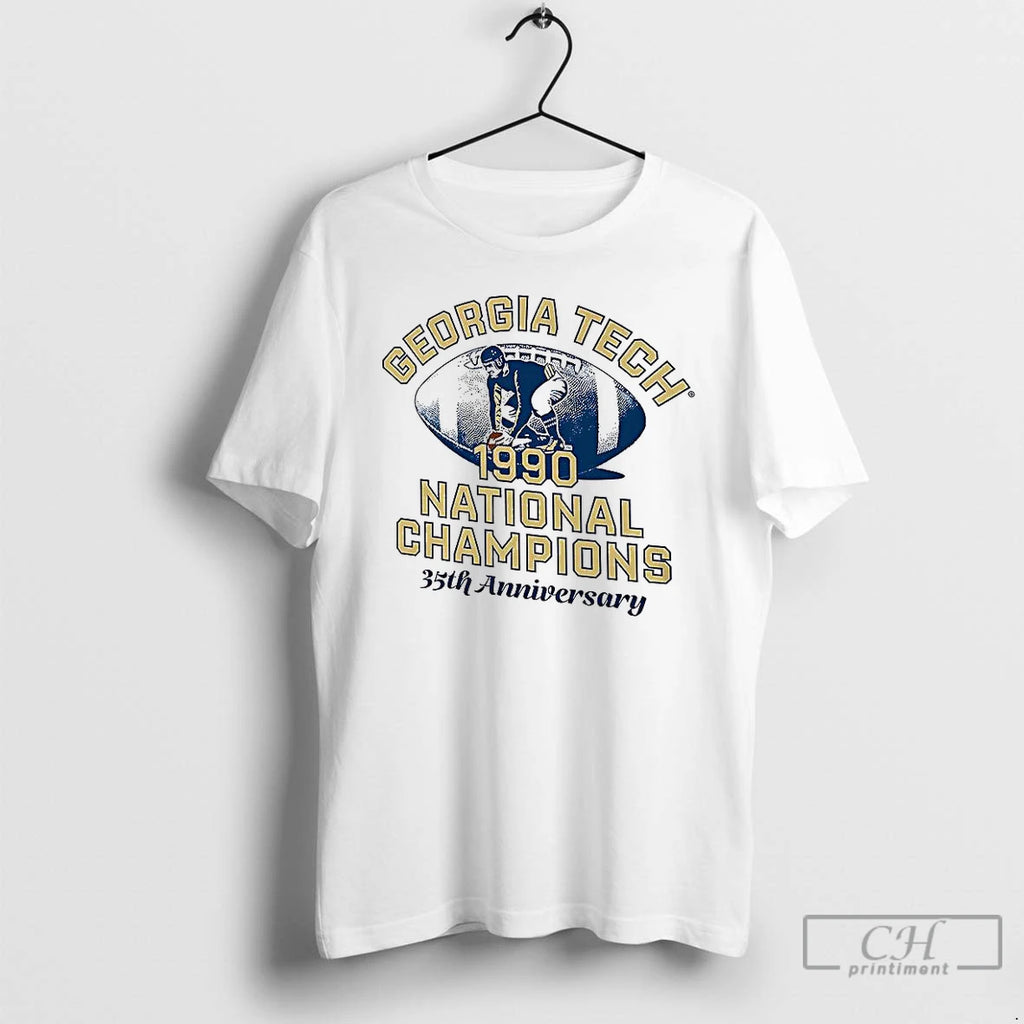 Classic Georgia Tech Yellow Football 1990 National Champs 35th Anniversary 2025 Retro T Shirts Hoodie Sweatshirt