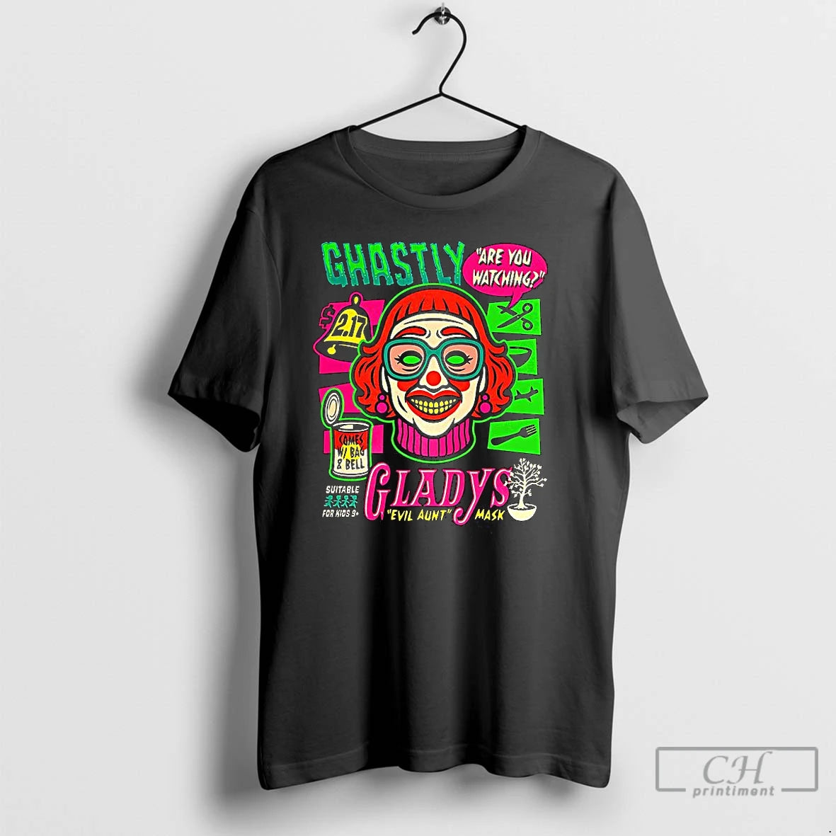 Classic Ghastly Gladys Evil Aunt Mask Are You Watching Halloween T Shirts Hoodie Sweatshirt | PurePodTees.com