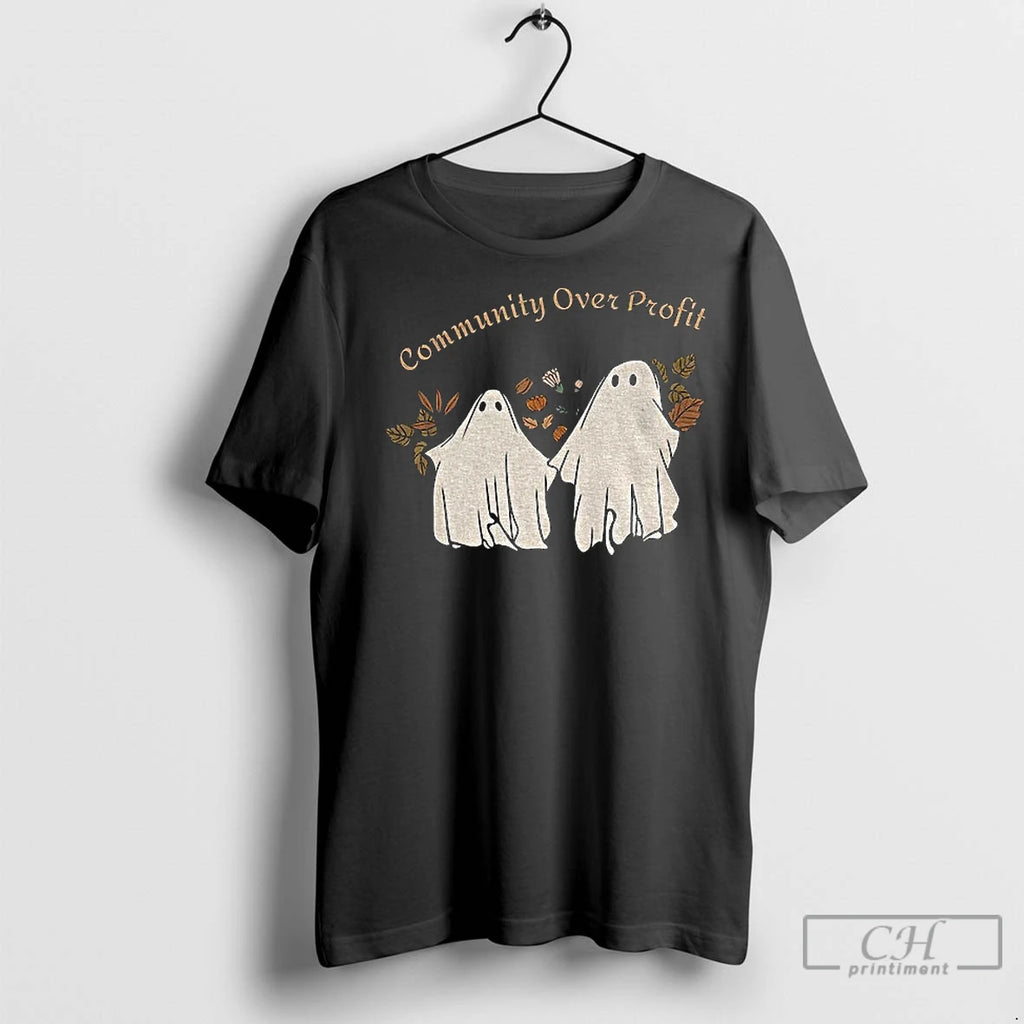 Classic Ghost Floral Community Over Profit Halloween