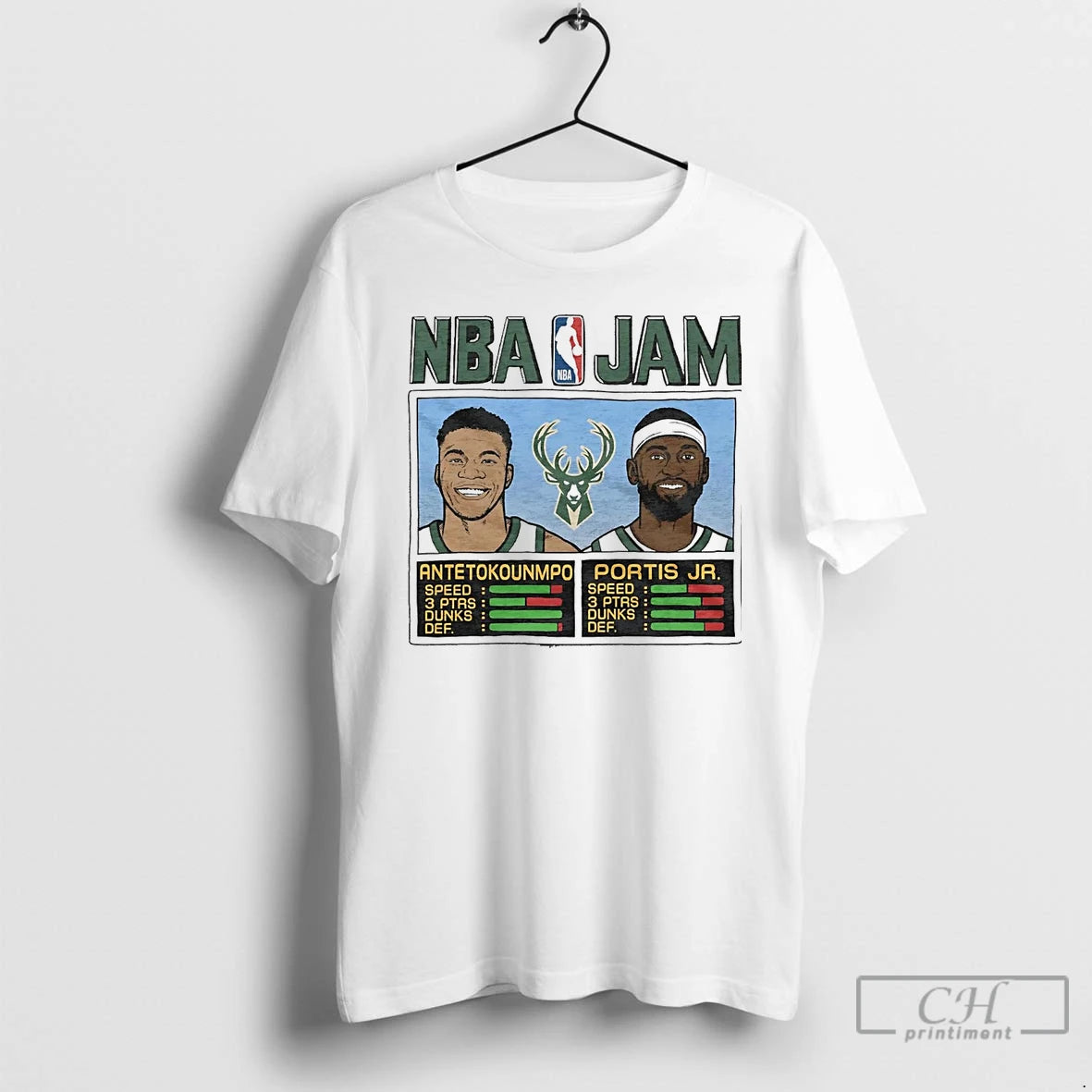 Classic Giannis Antetokounmpo And Bobby Portis Jr Nba Jam Milwaukee Bucks T Shirts Hoodie Sweatshirt | PurePodTees.com