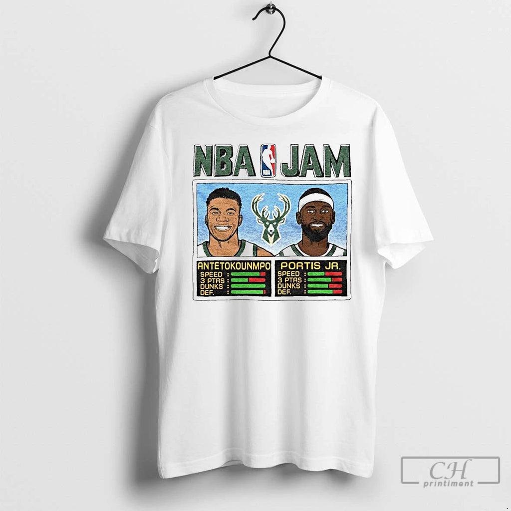 Classic Giannis Antetokounmpo And Bobby Portis Jr Milwaukee Bucks Nba Jam Ornaments Shirt Hoodie Sweatshirt | PurePodTees.com