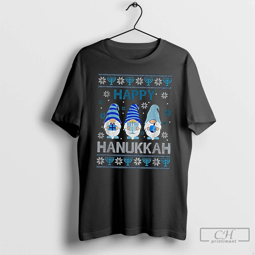 Classic Gnome Happy Hanukkah Jewish Saying Merry Christmas T Shirts Hoodie Sweatshirt | PurePodTees.com