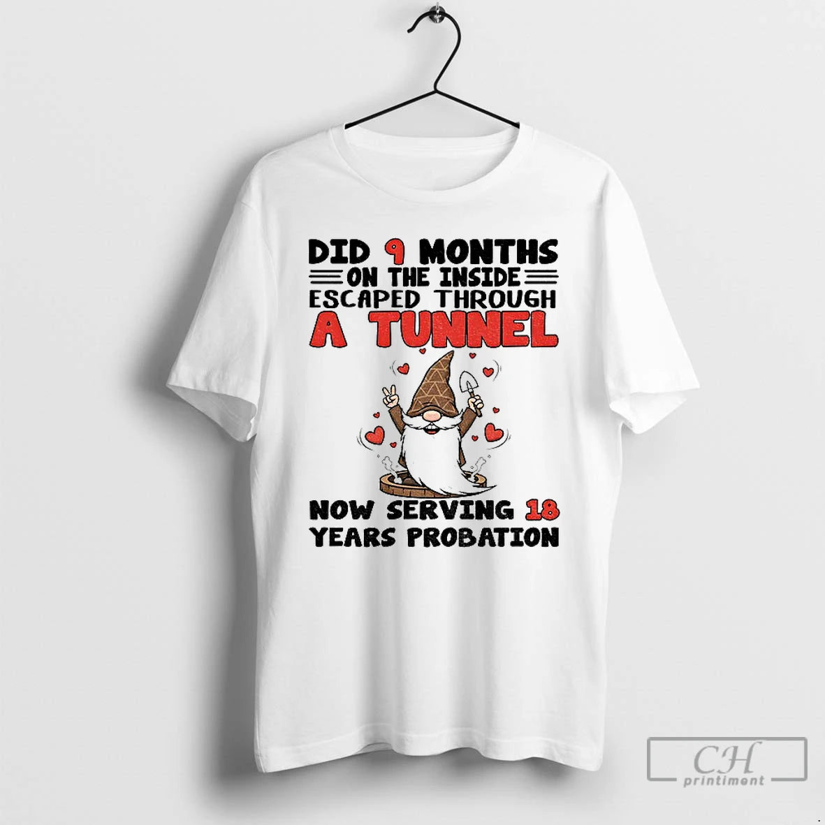 Classic Gnome Did 9 Months On The Inside Escaped Through A Tunnel Now Serving 18 Shirt Hoodie Sweatshirt | PurePodTees.com