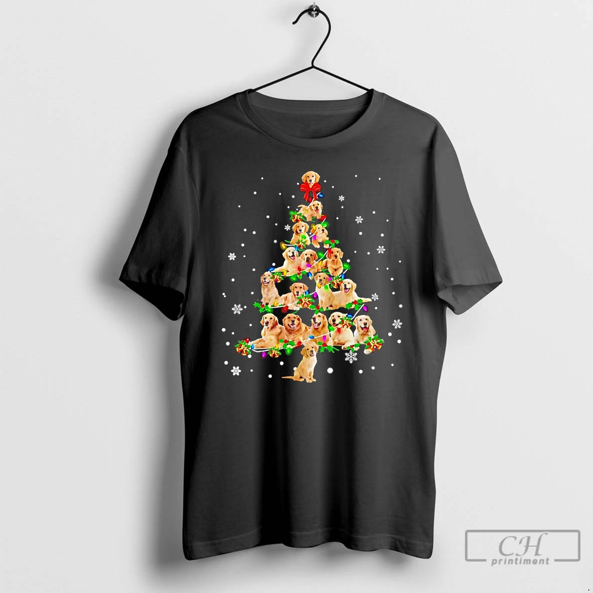 Classic Golden Retriever Christmas Tree T Shirts Hoodie Sweatshirt | PurePodTees.com