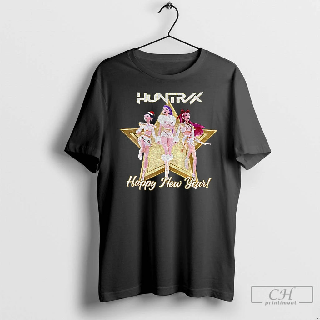 Classic Golden Star K Pop Huntrix Christmas Happy New Year T Shirts Hoodie Sweatshirt | PurePodTees.com