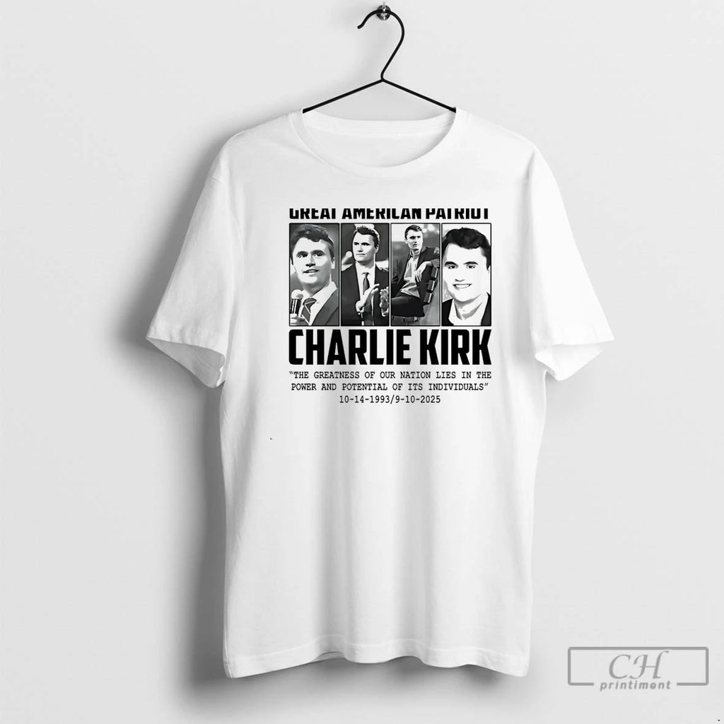 Classic Great American Patriot Charlie Kirk White T Shirts Hoodie Sweatshirt | PurePodTees.com