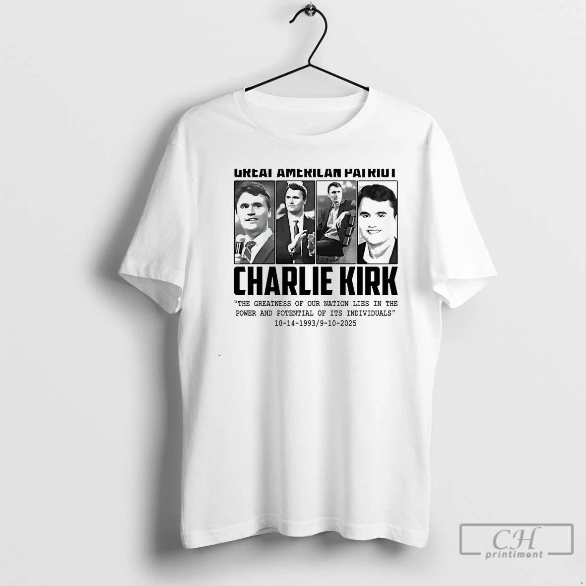 Classic Great American Patriot Charlie Kirk White T Shirts Hoodie Sweatshirt | PurePodTees.com