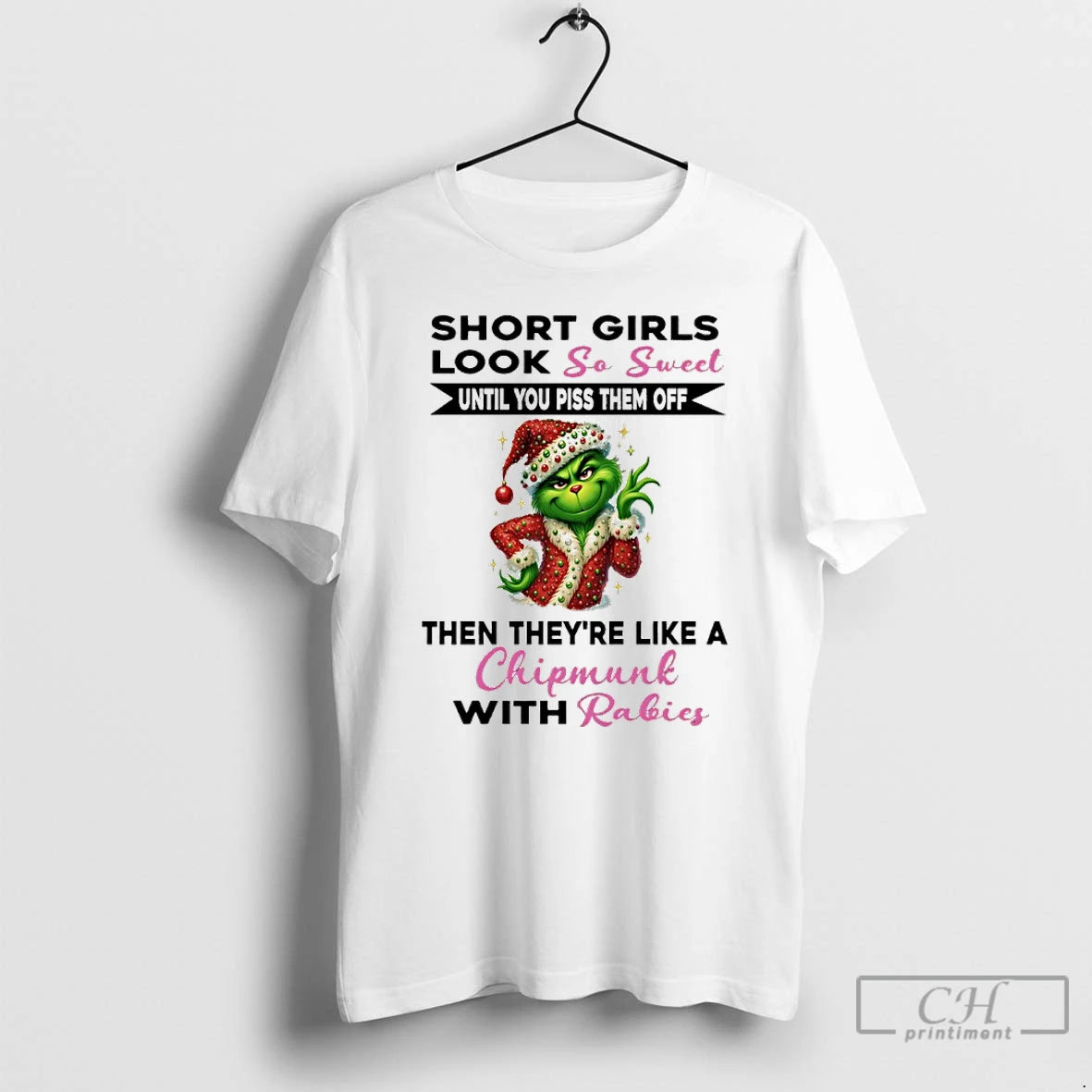 Classic Grinch Christmas Santa Short Girls Look So Sweet Until You Piss Them Off Shirt Hoodie Sweatshirt | PurePodTees.com