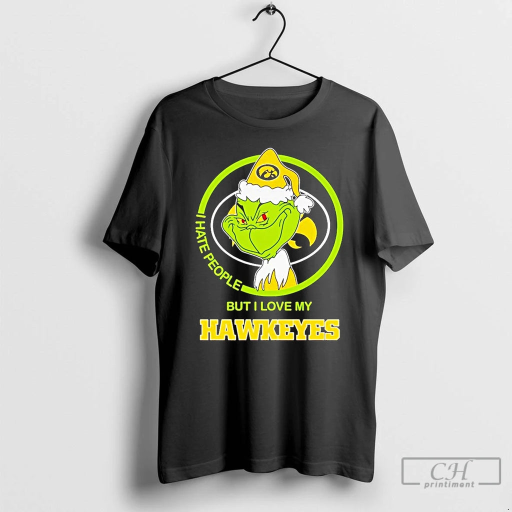 Classic Grinch I Hate People But I Love My Iowa Hawkeyes T Shirts