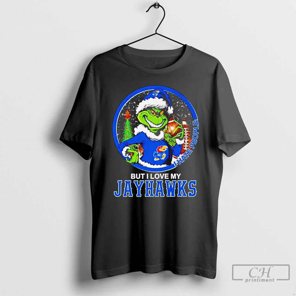 Classic Grinch I Hate People But I Love My Kansas Jayhawks T Shirts