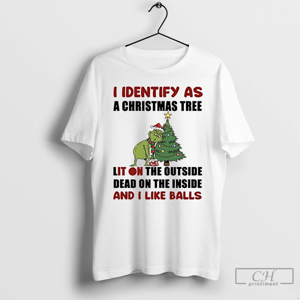 Classic Grinch I Identify As A Christmas Tree Lit On The Outside Dead On The Shirt Hoodie Sweatshirt | PurePodTees.com