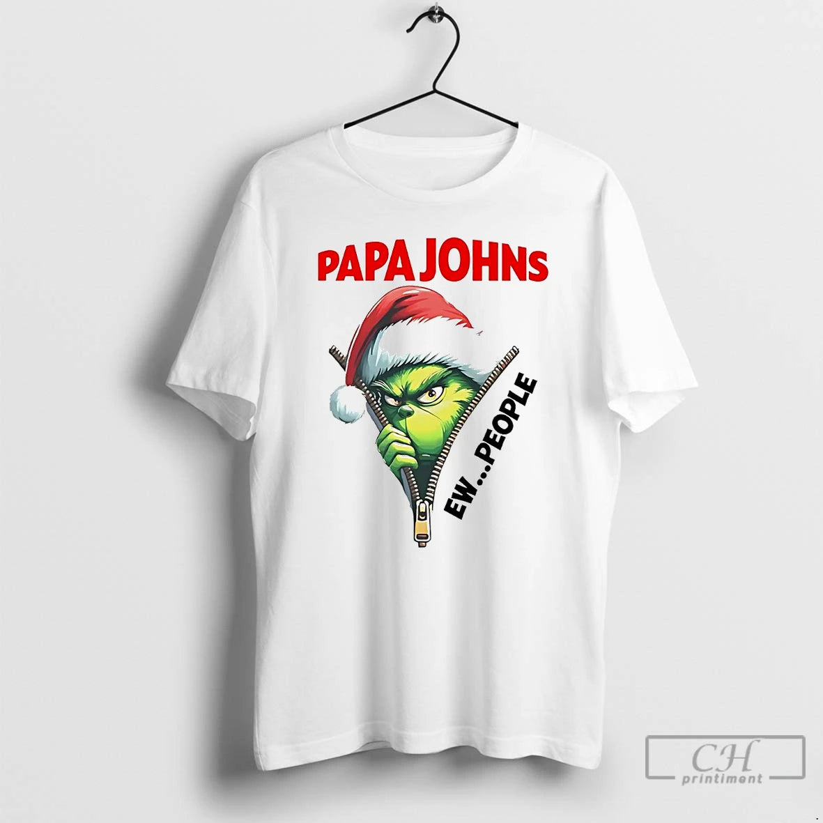 Classic Grinch Papa Johns Ew People Christmas T Shirts Hoodie Sweatshirt | PurePodTees.com