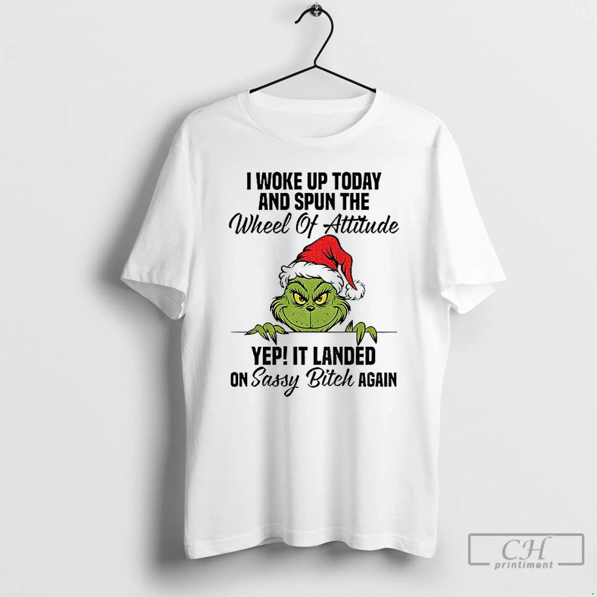 Classic Grinch Santa I Woke Up Today And Spun The Wheel Of Attitude Yep It Shirt Hoodie Sweatshirt | PurePodTees.com