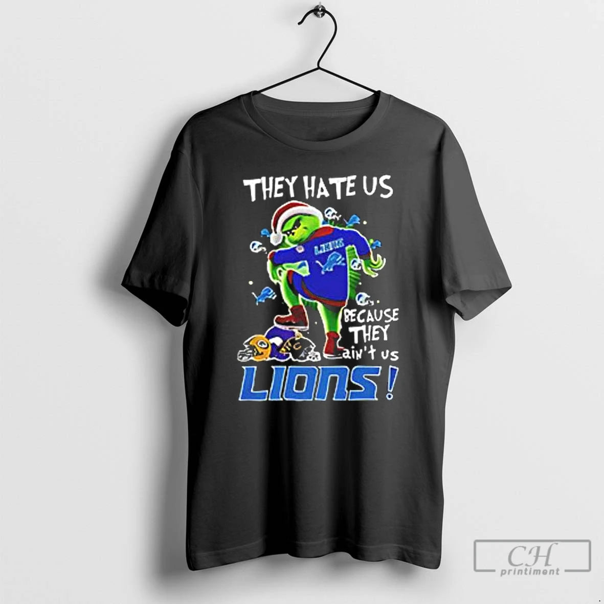 Classic Grinch They Hate Us Because They Aint Us Lions Christmas T Shirts Hoodie Sweatshirt | PurePodTees.com