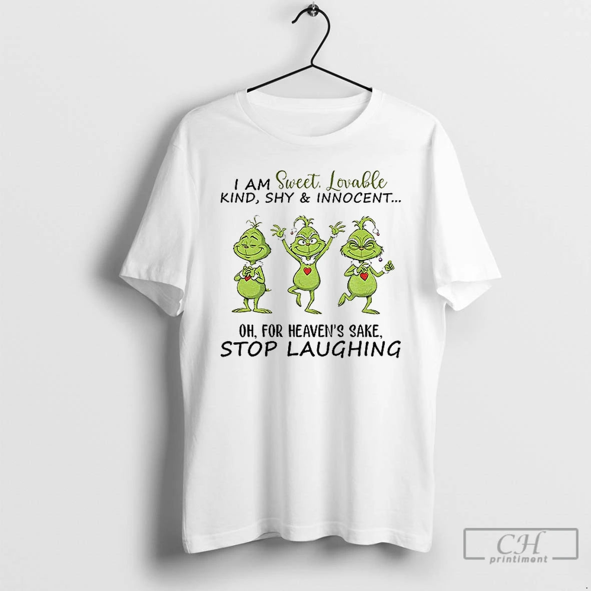 Classic Grinch Dancing I Am Sweet Lovable Kind Shy And Innocent Oh For Heavens Sake Shirt Hoodie Sweatshirt | PurePodTees.com
