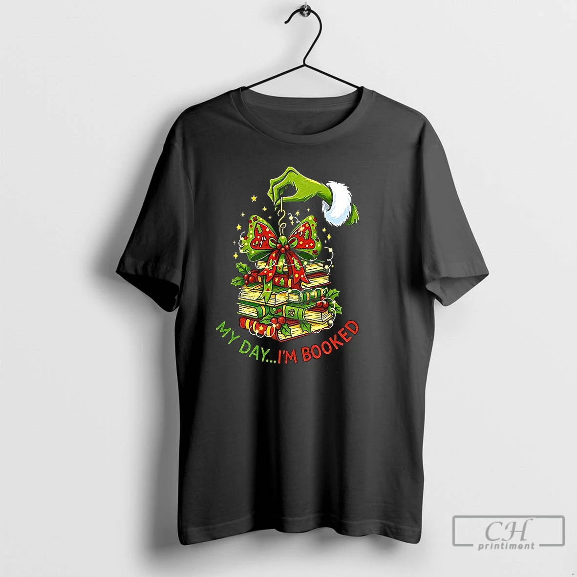 Classic Grinch Hand My Day Im Booked Merry Christmas Shirt Hoodie Sweatshirt | PurePodTees.com