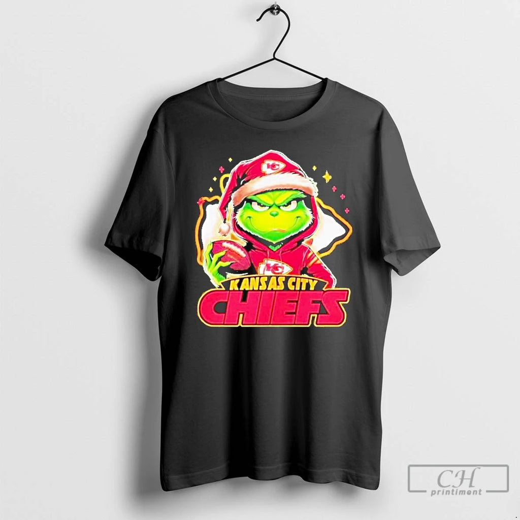Classic Grinch Hat Santa Kansas City Chiefs Merry Christmas T Shirts