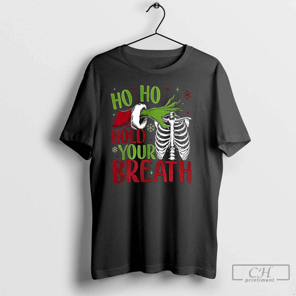 Classic Grinch Ho Ho Hold Your Breath Ribcage Christmas Shirt Hoodie Sweatshirt | PurePodTees.com