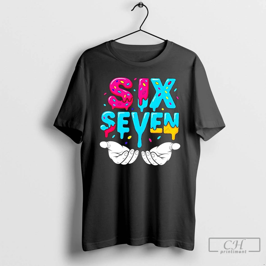 Classic Hand Hold Six Seven Ice Cream Drip 6 7 T Shirts Hoodie Sweatshirt | PurePodTees.com