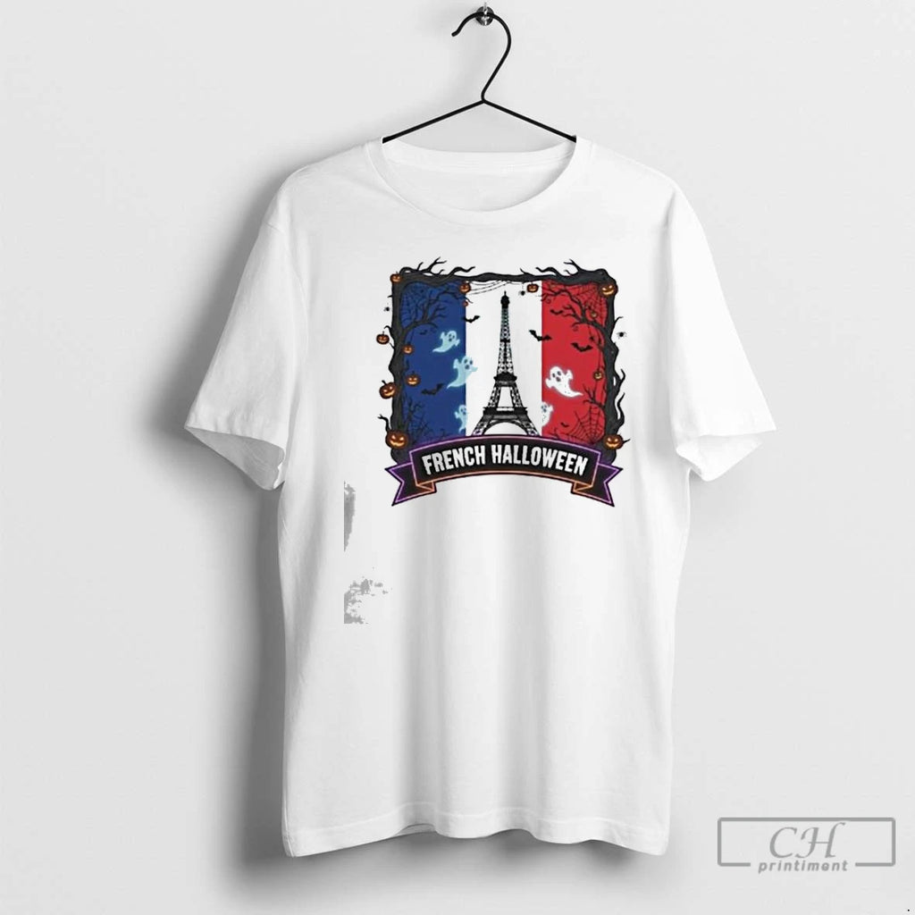 Classic Haunted France Flag Sticker Spooky Tricolor French Decal Shirt Hoodie Sweatshirt | PurePodTees.com