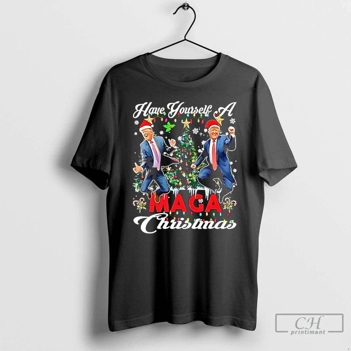 Classic Have Yourself A Maga Christmas Santa Trump Dancing T Shirts Hoodie Sweatshirt | PurePodTees.com