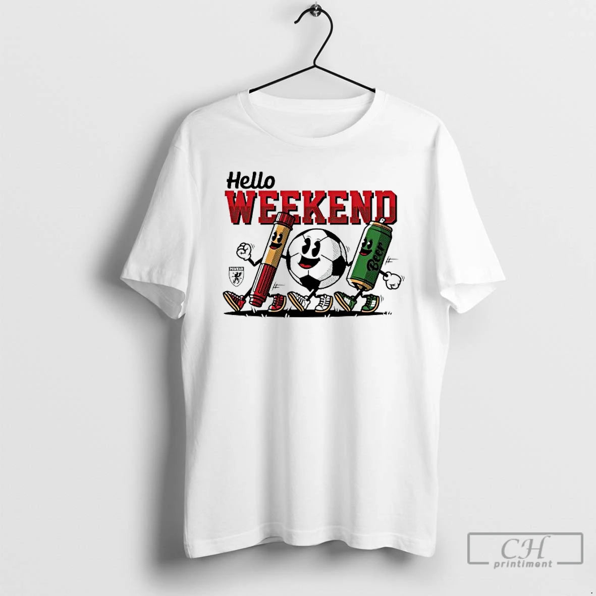 Classic Hello Weekend Soccer Ball Smoke Flare Beer T Shirts Hoodie Sweatshirt | PurePodTees.com