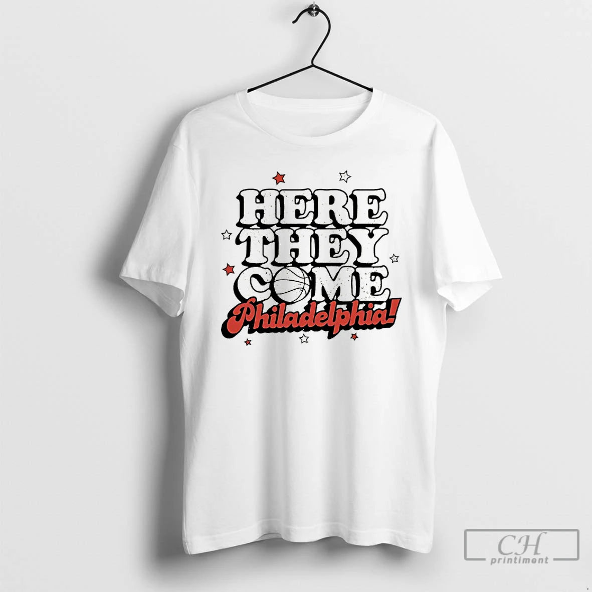 Classic Here They Come Philadelphia Basketball Shirt Hoodie Sweatshirt | PurePodTees.com