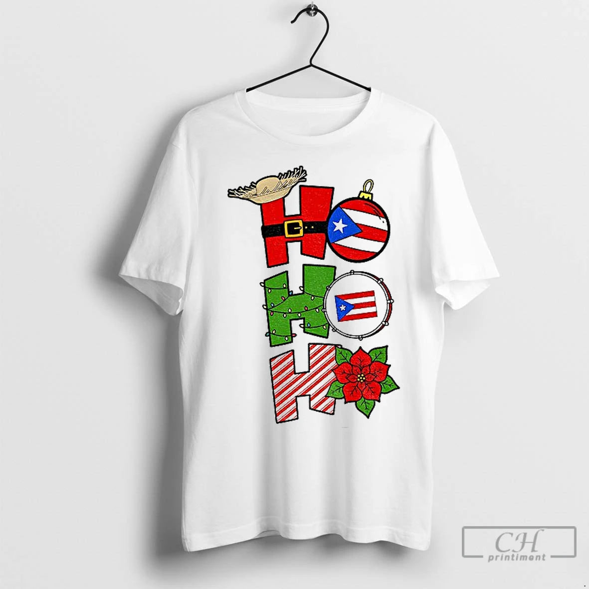 Classic Ho Ho Ho Bad Bunny Navidad Boricua Puerto Rico Flag Merry Christmas Shirt Hoodie Sweatshirt | PurePodTees.com