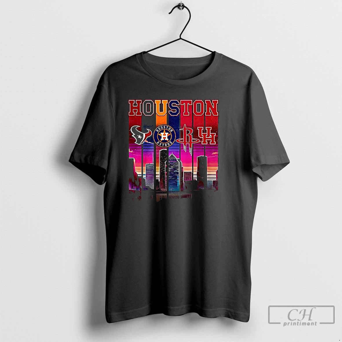 Classic Houston City Skyline Sports Spirit Logo T Shirts Hoodie Sweatshirt | PurePodTees.com