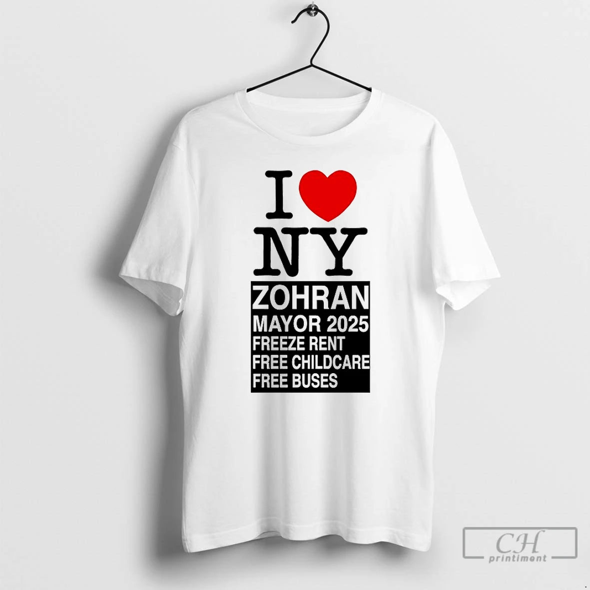 Classic I Love Ny Zohran Mayor 2025 Freeze Rent Free Childcare Free Buses T Shirts Hoodie Sweatshirt | PurePodTees.com