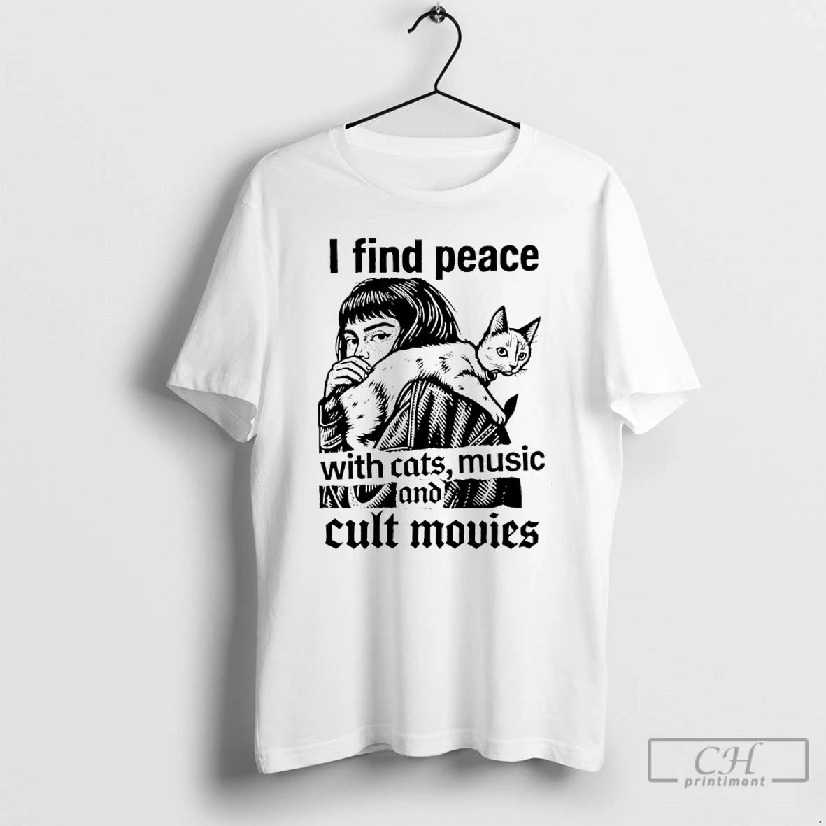 Classic I Find Peace With Cats Music And Cult Movies Shirt Hoodie Sweatshirt | PurePodTees.com
