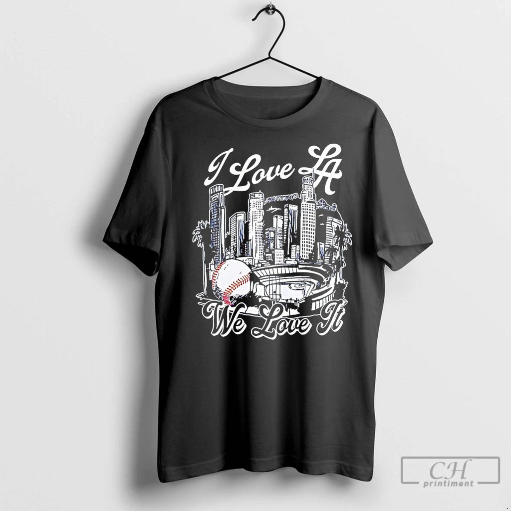 Classic I Love La Dodgers We Love It Skyline Shirt Hoodie Sweatshirt | PurePodTees.com