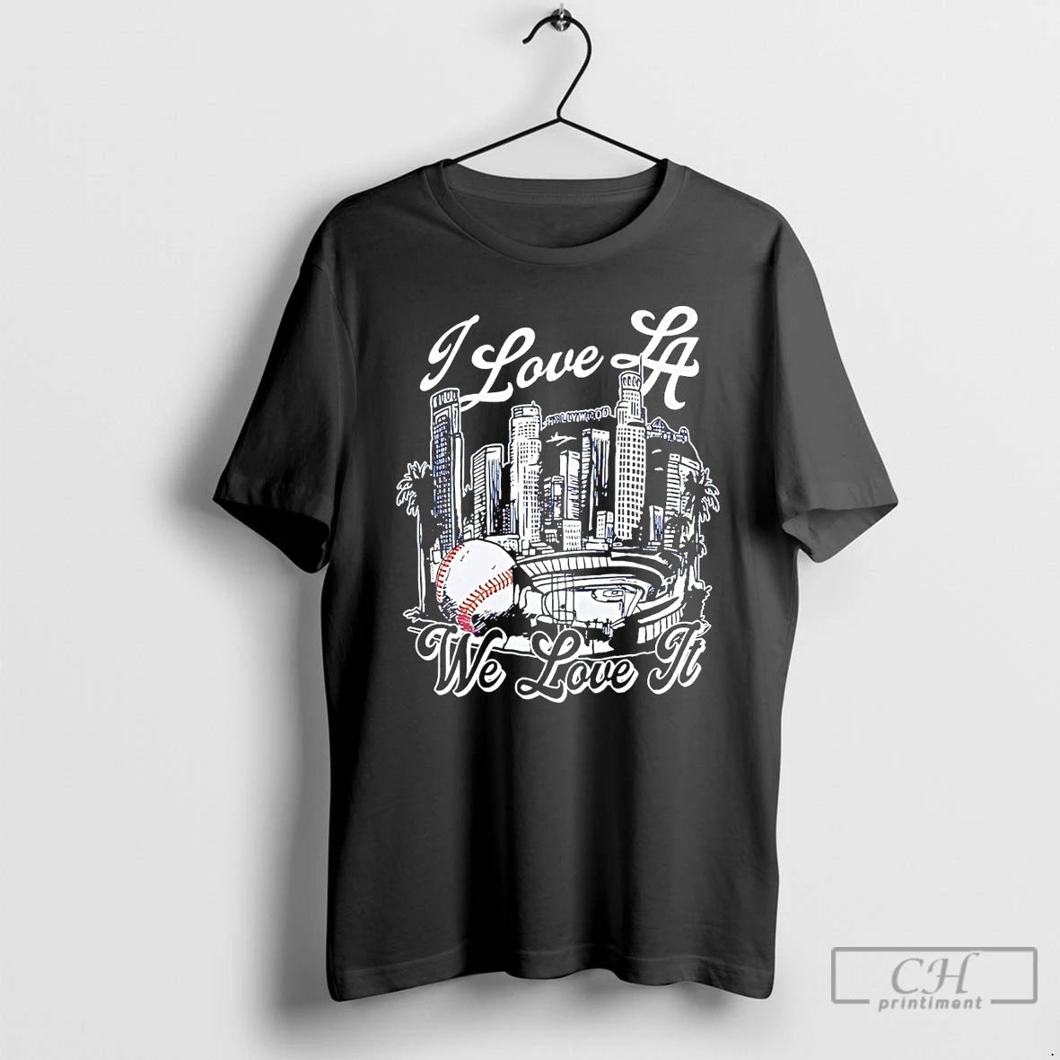 Classic I Love La Dodgers We Love It Skyline T Shirts Hoodie Sweatshirt | PurePodTees.com