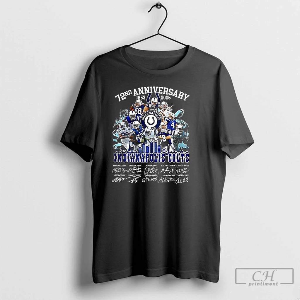 Classic Indianapolis Colts 72nd Anniversary 1953 2025 Signature Shirt Hoodie Sweatshirt | PurePodTees.com