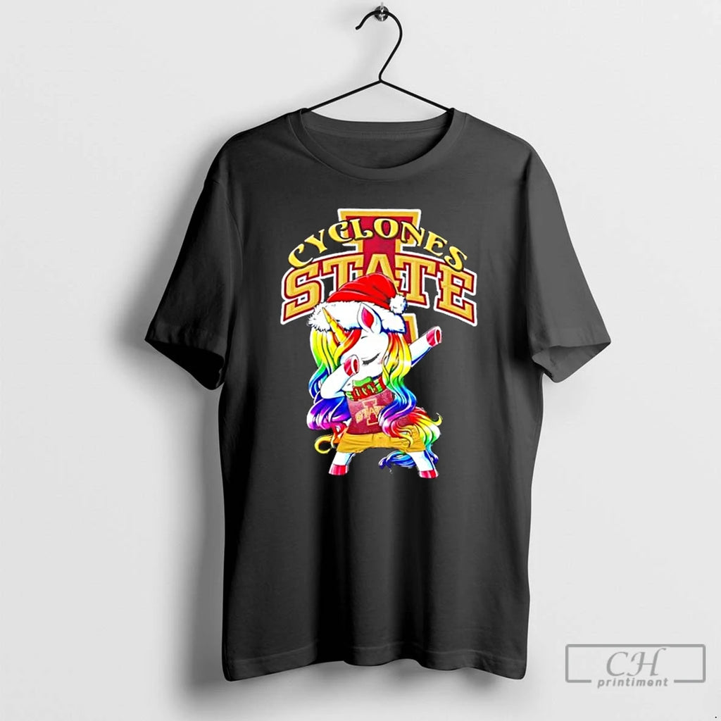 Classic Iowa State Cyclones Football X Unicorn Santa Hat Dabbing Merry Christmas T Shirts Hoodie Sweatshirt | PurePodTees.com