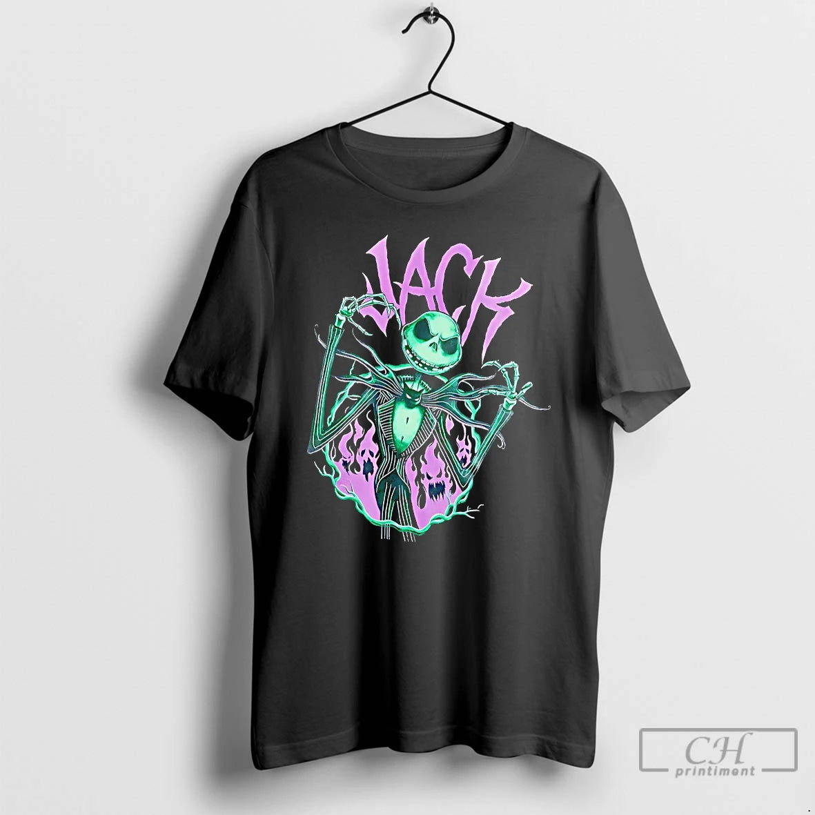 Classic Jack Skellington The Nightmare Before Christmas Flames Girls T Shirts Hoodie Sweatshirt | PurePodTees.com