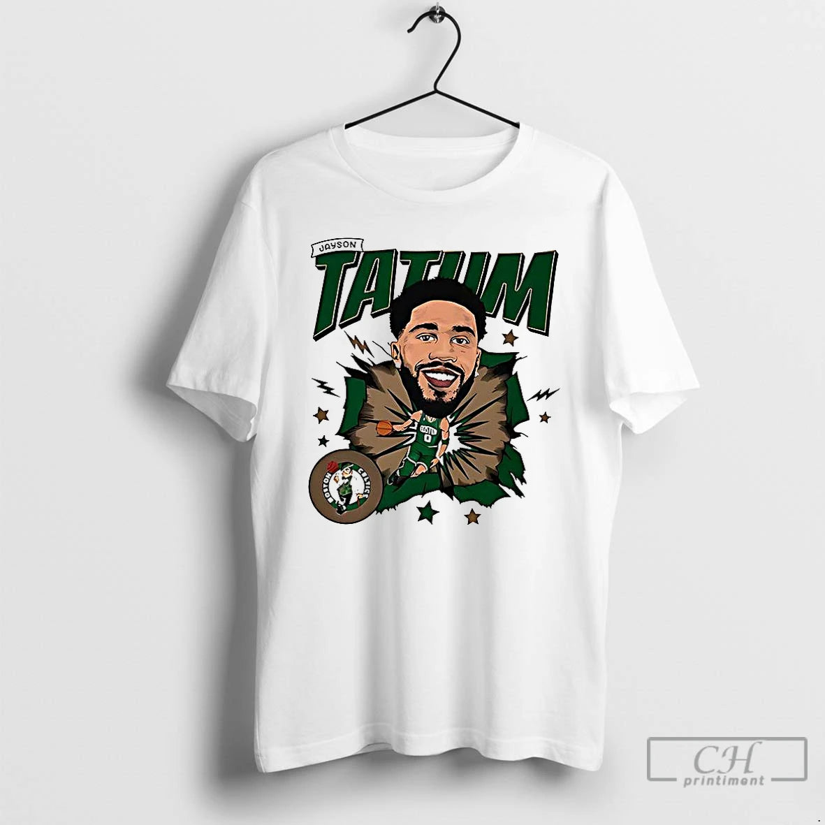 Classic Jayson Tatum Boston Celtics Nba Big Head Caricature T Shirts Hoodie Sweatshirt | PurePodTees.com